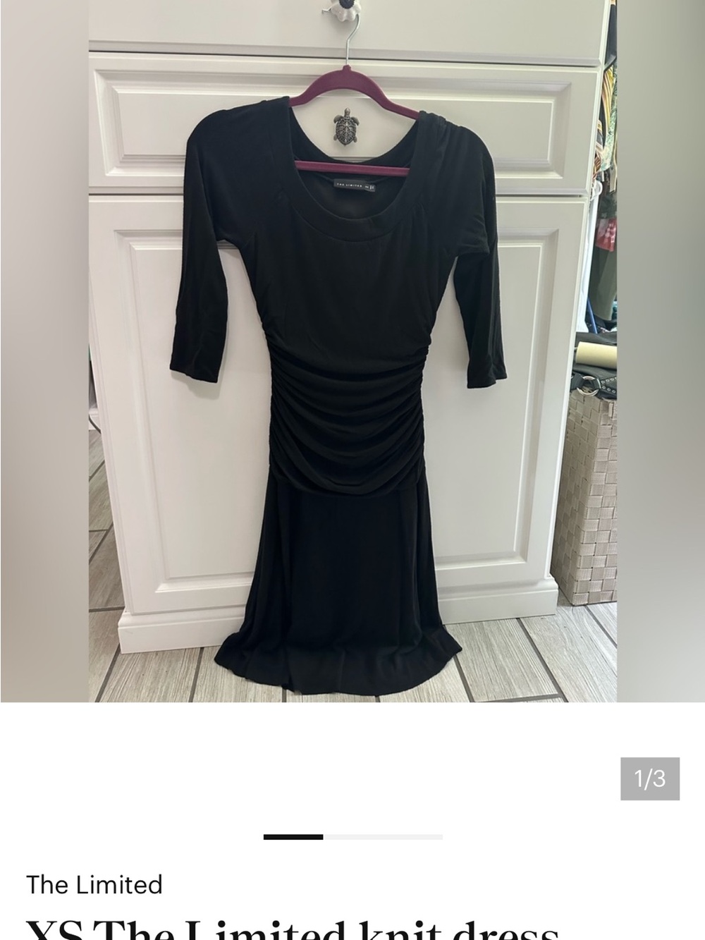 The Limited Black Ruched Waist Long Sleeve Midi Dress